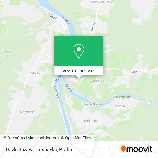 Davle,Sázava,Třešňovka mapa