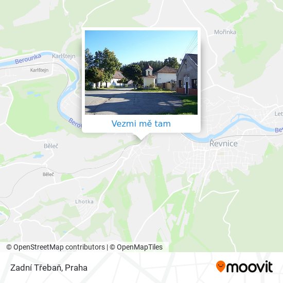 Zadní Třebaň mapa