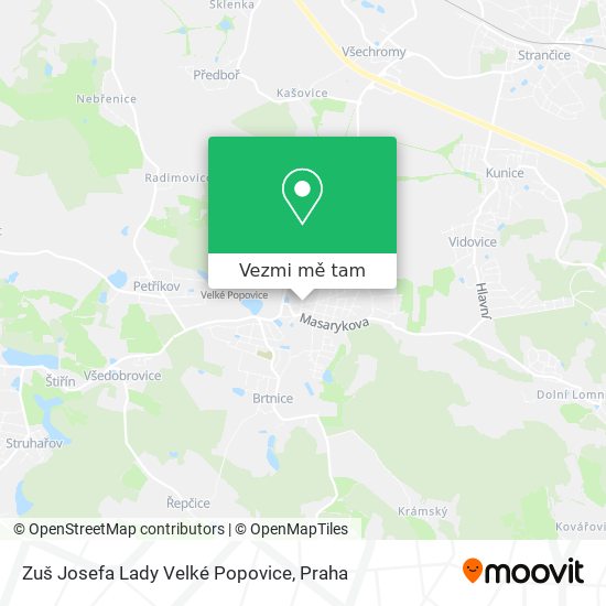 Zuš Josefa Lady Velké Popovice mapa