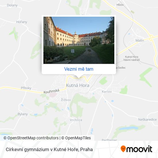 Církevní gymnázium v Kutné Hoře mapa