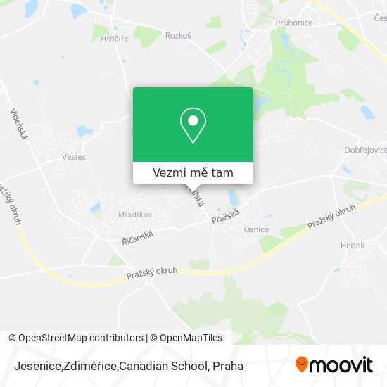 Jesenice,Zdiměřice,Canadian School mapa