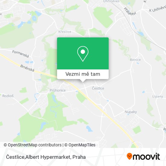 Čestlice,Albert Hypermarket mapa