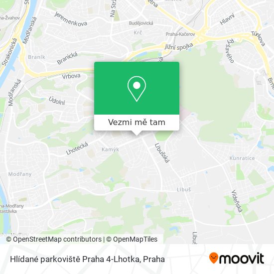 Hlídané parkoviště Praha 4-Lhotka mapa