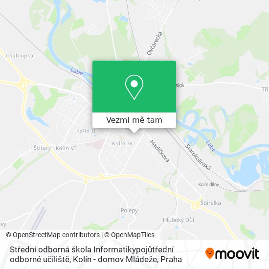 Střední odborná škola Informatikypojůtřední odborné učiliště, Kolín - domov Mládeže mapa