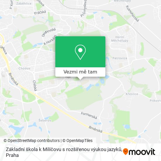 Základní škola k Milíčovu s rozšířenou výukou jazyků mapa