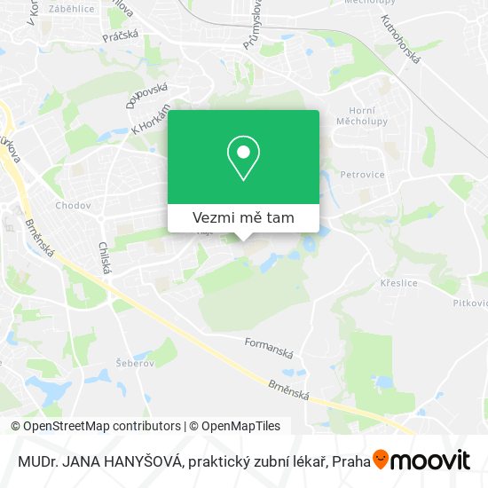 MUDr. JANA HANYŠOVÁ, praktický zubní lékař mapa