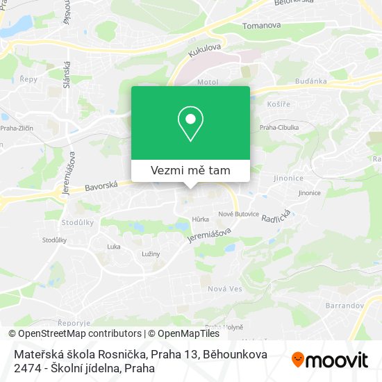 Mateřská škola Rosnička, Praha 13, Běhounkova 2474 - Školní jídelna mapa