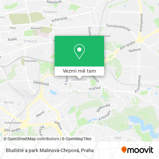 Bludiště a park Malinová-Chrpová mapa