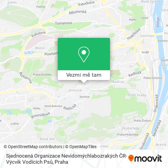 Sjednocená Organizace Nevidomýchlabozrakých ČR-Výcvik Vodících Psů mapa