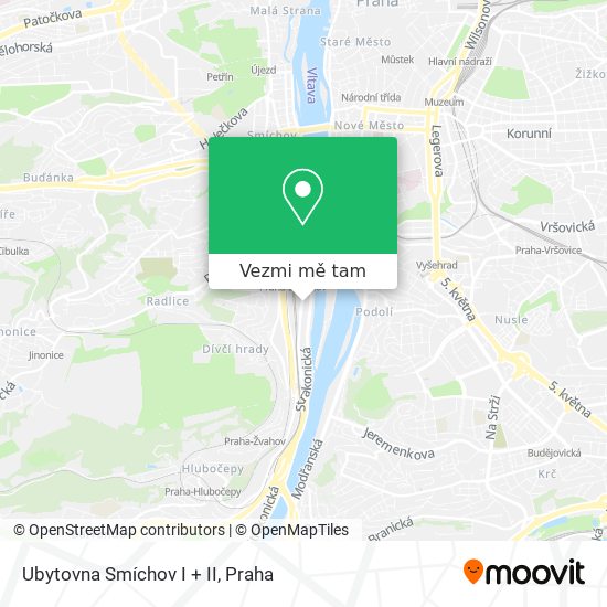 Ubytovna Smíchov I + II mapa