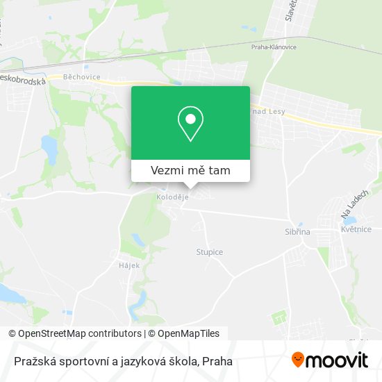 Pražská sportovní a jazyková škola mapa