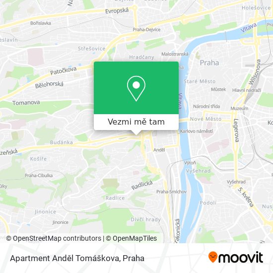 Apartment Anděl Tomáškova mapa