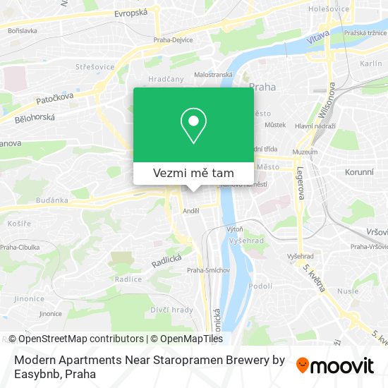 Modern Apartments Near Staropramen Brewery by Easybnb mapa