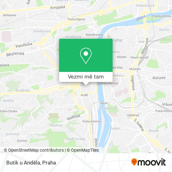Butik u Anděla mapa