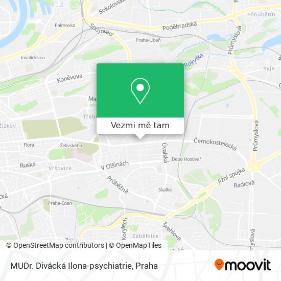 MUDr. Divácká Ilona-psychiatrie mapa