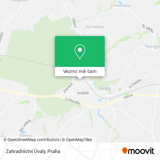 Zahradnictví Úvaly mapa