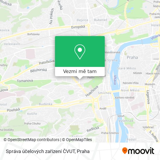 Správa účelových zařízení ČVUT mapa