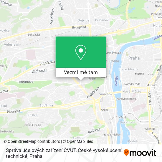 Správa účelových zařízení ČVUT, České vysoké učení technické mapa