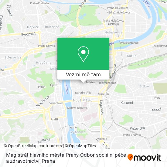 Magistrát hlavního města Prahy-Odbor sociální péče a zdravotnictví mapa