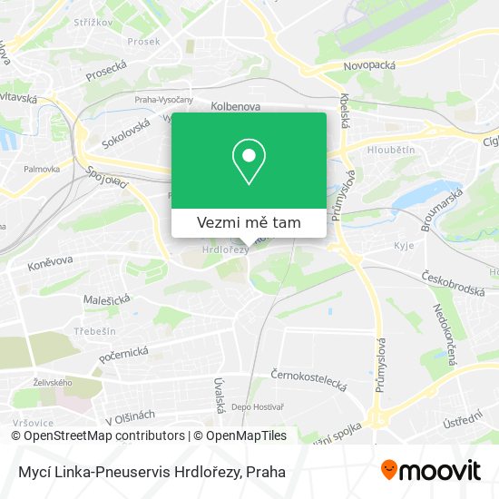 Mycí Linka-Pneuservis Hrdlořezy mapa