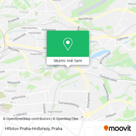 Hřbitov Praha-Hrdlořezy mapa