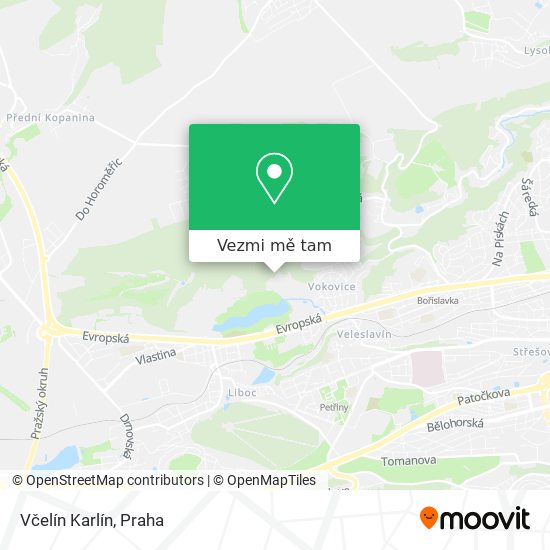 Včelín Karlín mapa