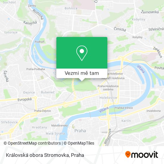 Královská obora Stromovka mapa