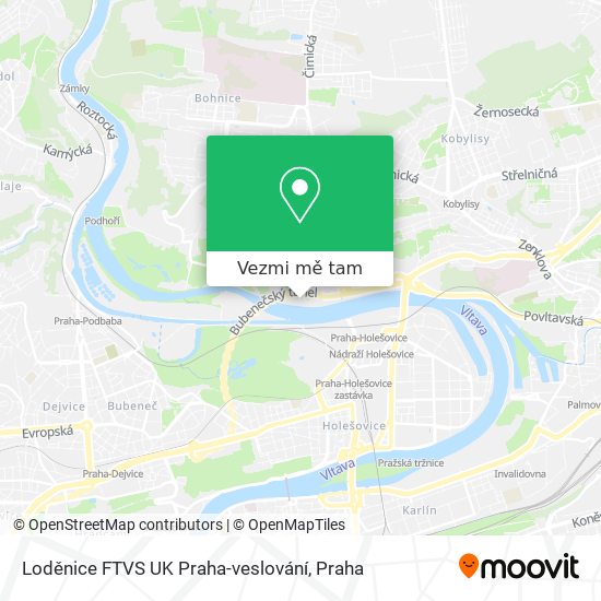 Loděnice FTVS UK Praha-veslování mapa
