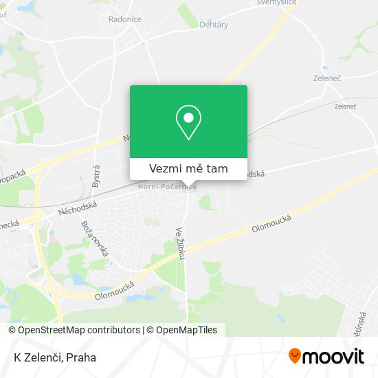 K Zelenči mapa