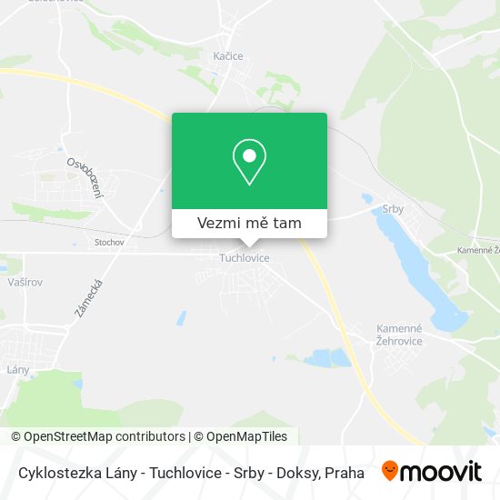 Cyklostezka Lány - Tuchlovice - Srby - Doksy mapa