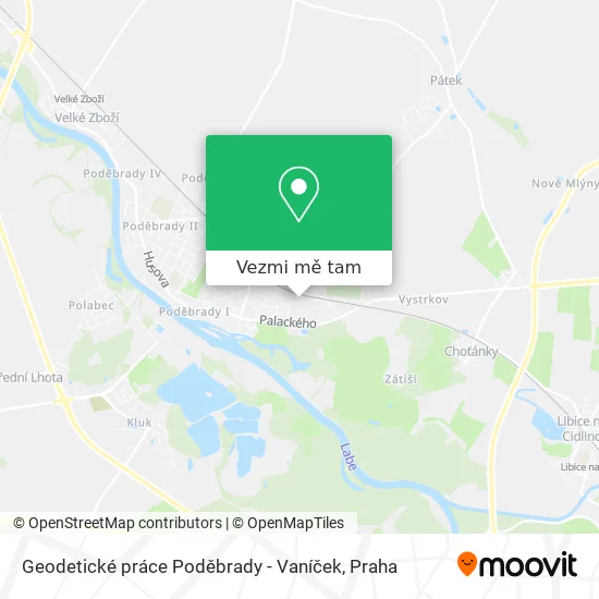 Geodetické práce Poděbrady - Vaníček mapa