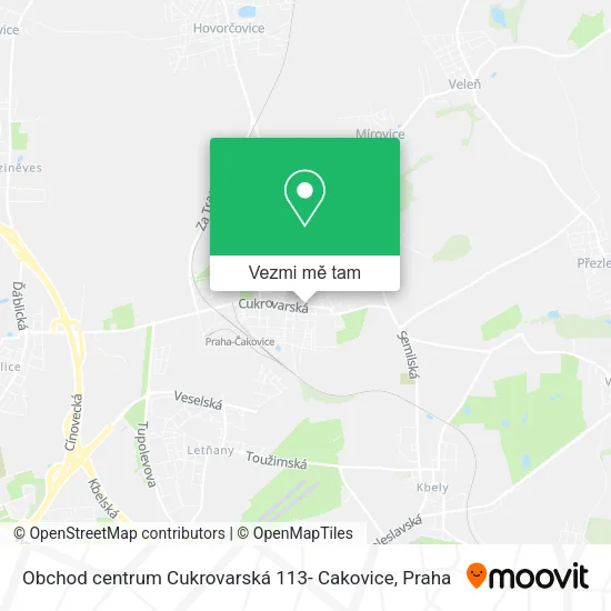 Obchod centrum Cukrovarská 113- Cakovice mapa