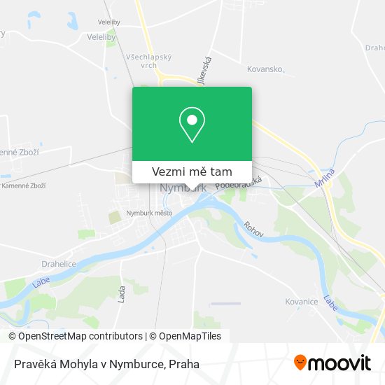 Pravěká Mohyla v Nymburce mapa