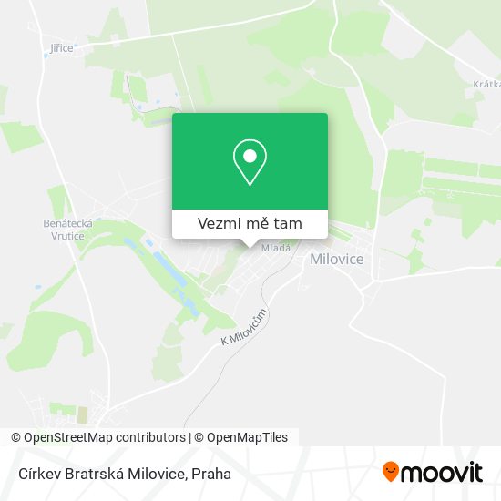 Církev Bratrská Milovice mapa