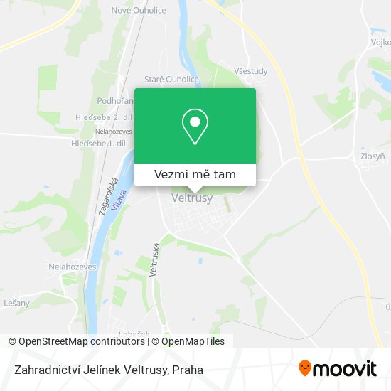 Zahradnictví Jelínek Veltrusy mapa