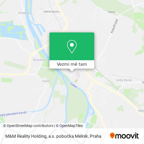 M&M Reality Holding, a.s. pobočka Mělník mapa