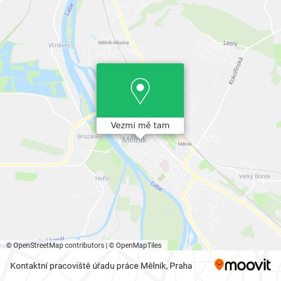 Kontaktní pracoviště úřadu práce Mělník mapa