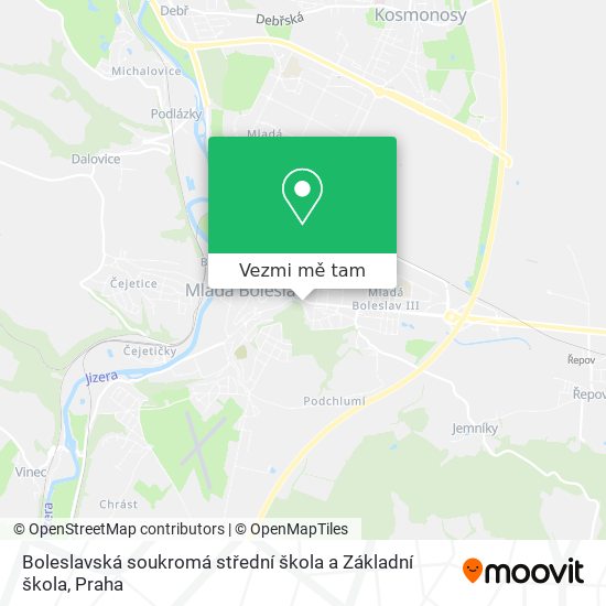 Boleslavská soukromá střední škola a Základní škola mapa