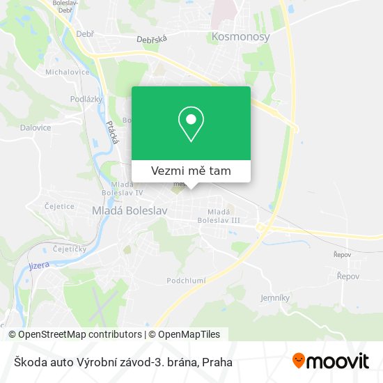 Škoda auto Výrobní závod-3. brána mapa