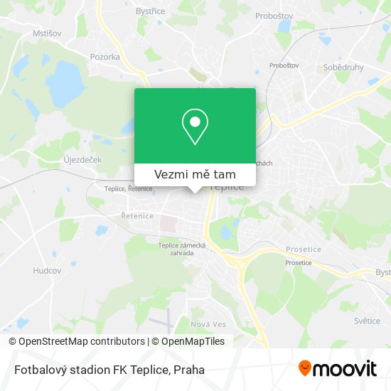 Fotbalový stadion FK Teplice mapa