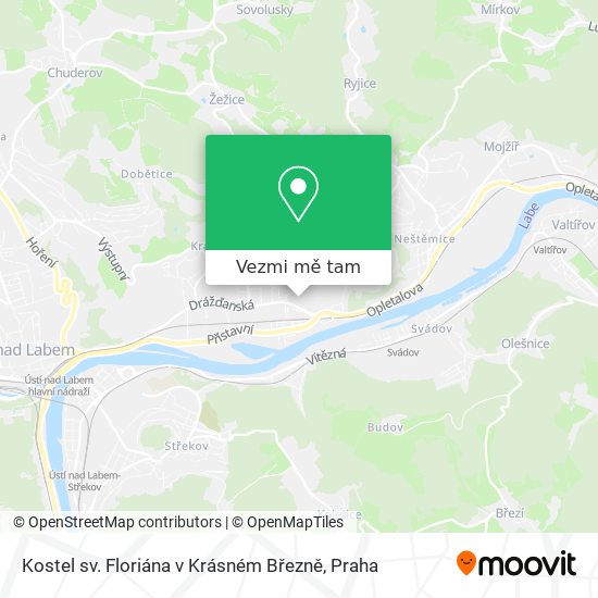 Kostel sv. Floriána v Krásném Březně mapa