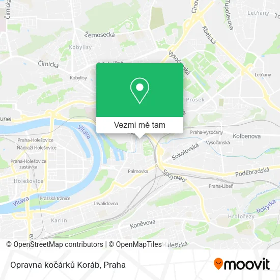 Opravna kočárků Koráb mapa