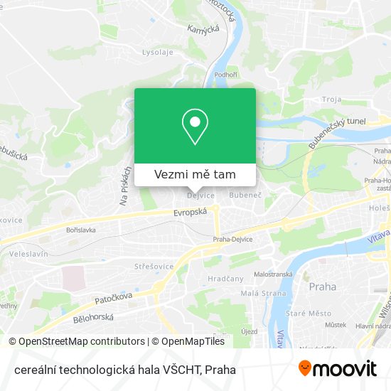 cereální technologická hala VŠCHT mapa