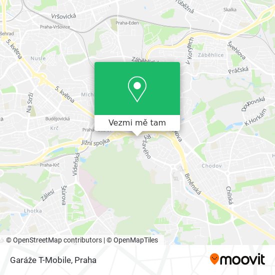 Garáže T-Mobile mapa