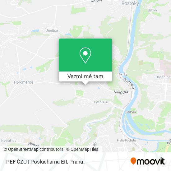 PEF ČZU | Posluchárna EII mapa