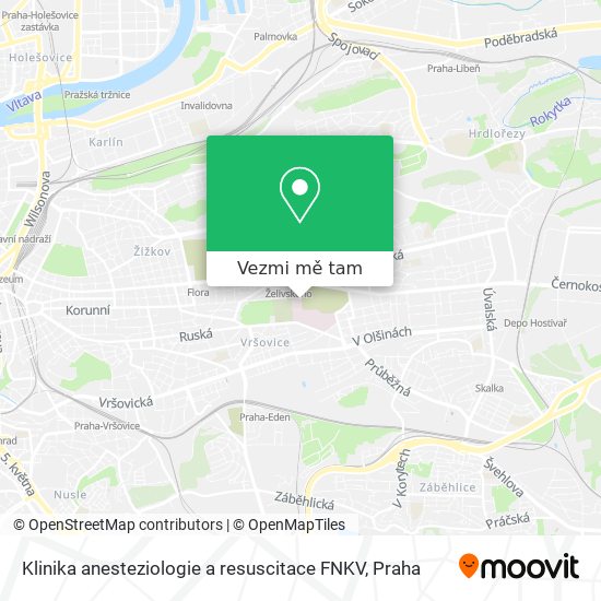 Klinika anesteziologie a resuscitace FNKV mapa