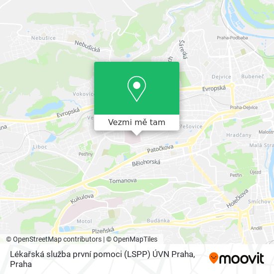 Lékařská služba první pomoci (LSPP) ÚVN Praha mapa