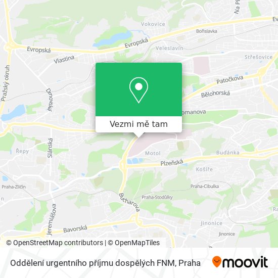 Oddělení urgentního příjmu dospělých FNM mapa