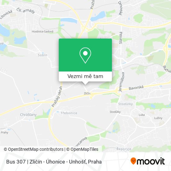 Bus 307 | Zličín - Úhonice - Unhošť mapa