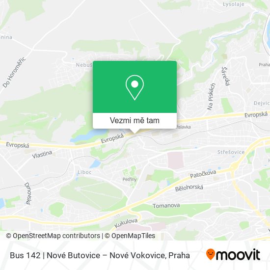 Bus 142 | Nové Butovice – Nové Vokovice mapa